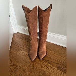 Dolce Vita Tan Heeled Boots Suede Pointed Toe